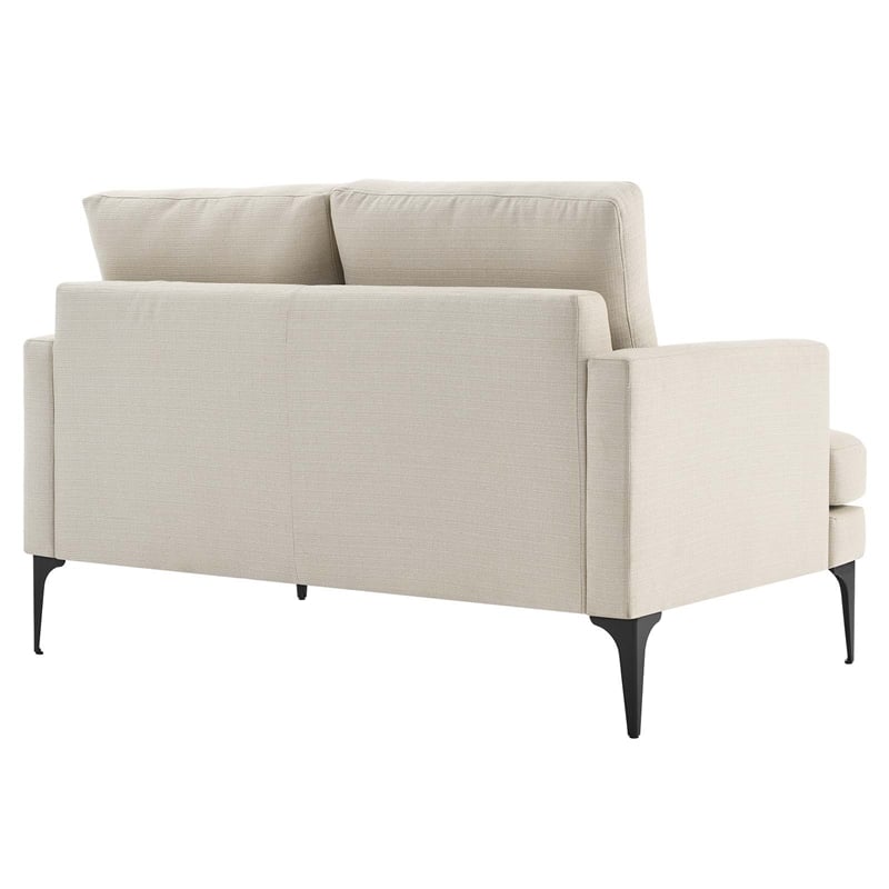 Modway Evermore Metal and Upholstered Fabric Loveseat in Beige