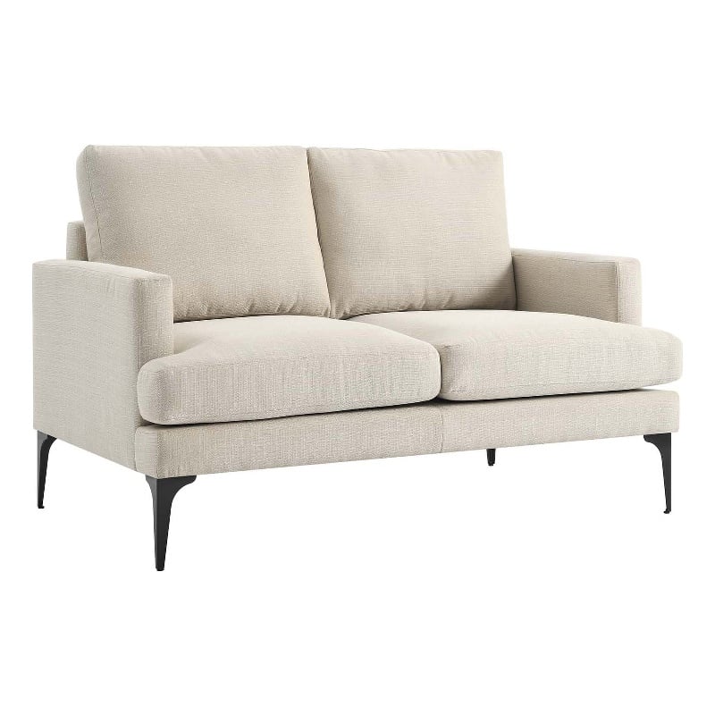 Modway Evermore Metal and Upholstered Fabric Loveseat in Beige