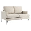 Modway Evermore Metal and Upholstered Fabric Loveseat in Beige