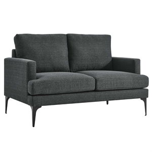 Modway Evermore Metal and Upholstered Fabric Loveseat in Gray