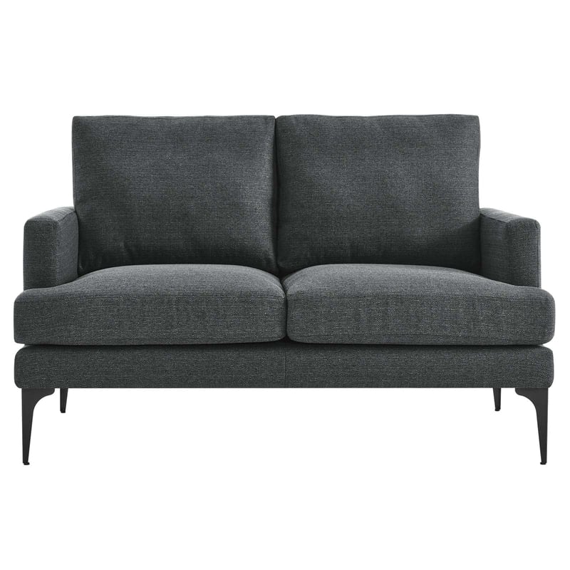 Modway Evermore Metal and Upholstered Fabric Loveseat in Gray