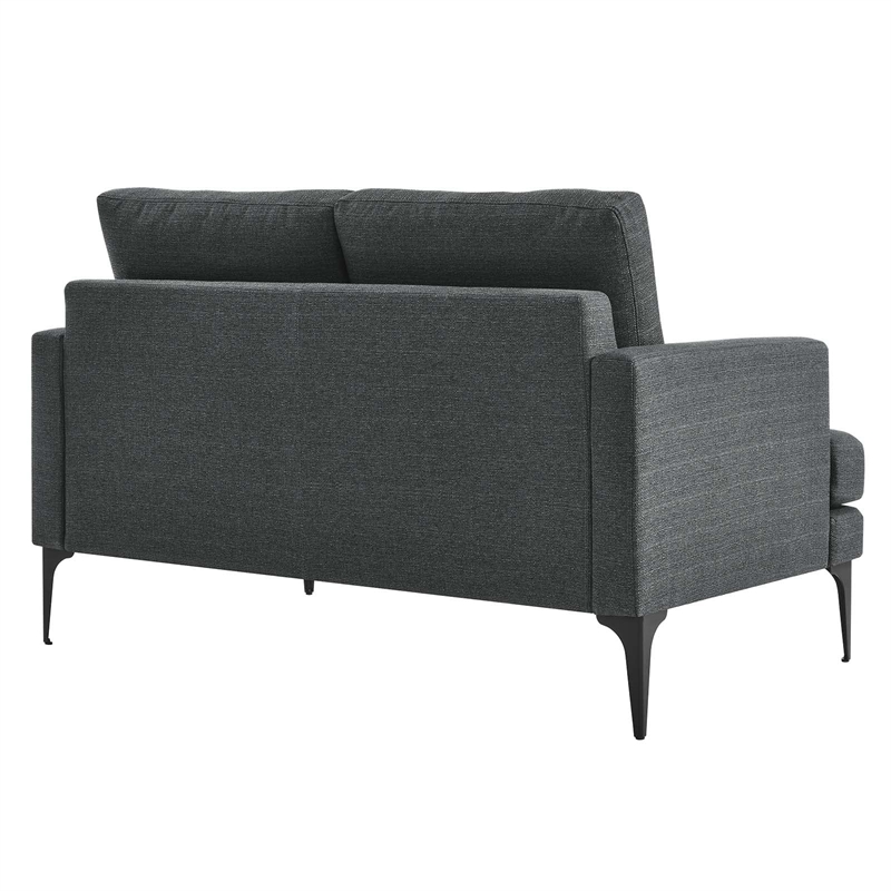Modway Evermore Metal and Upholstered Fabric Loveseat in Gray