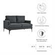 Modway Evermore Metal and Upholstered Fabric Loveseat in Gray
