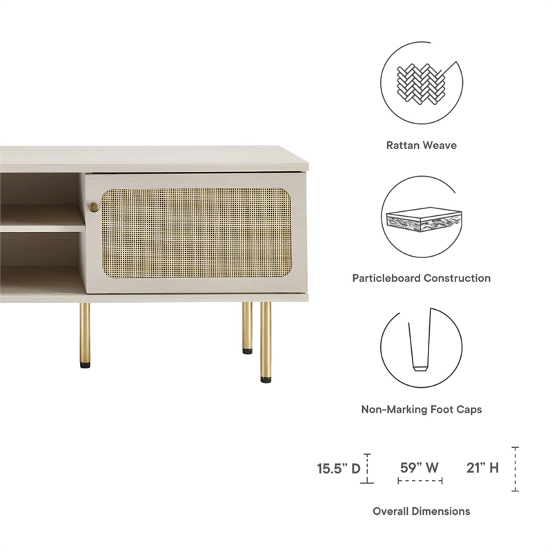 Modway Cambria Rattan and Particleboard TV Stand for TVs up to 60