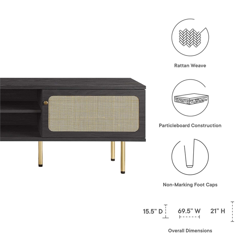Modway Cambria Rattan and Particleboard TV Stand for TVs up to 70