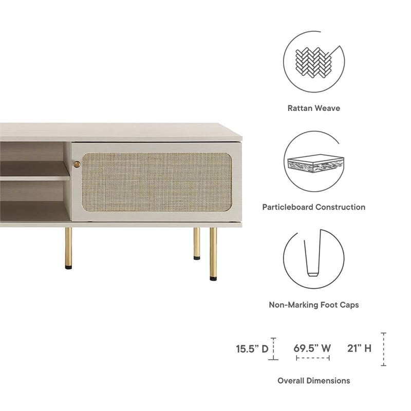 Modway Cambria Rattan and Particleboard TV Stand for TVs up to 70