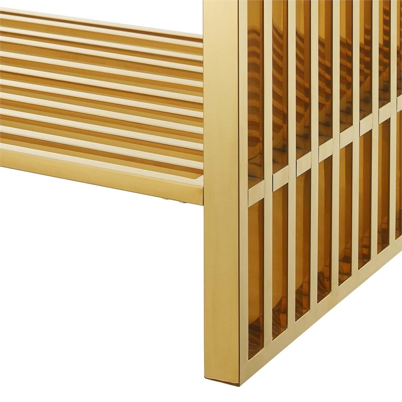 Modway Gridiron Stainless Steel Bathroom Vanity in White/Gold