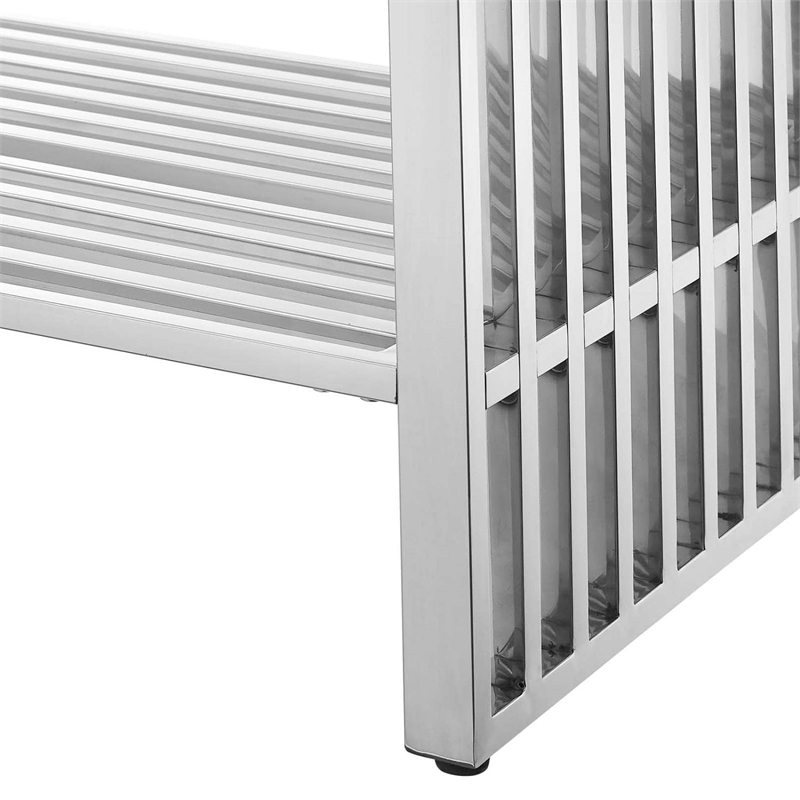 Modway Gridiron Stainless Steel Bathroom Vanity in White/Silver