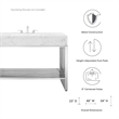 Modway Gridiron Stainless Steel Bathroom Vanity in White/Silver