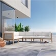 Modway Clearwater 6-Piece Wood Fabric Outdoor Sectional Sofa in Gray/White