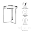 Modway Relay Modern Style Glass and Stainless Steel Side Table in Silver