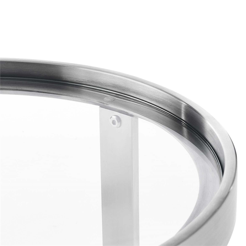 Modway Relay Modern Style Glass and Stainless Steel Side Table in Silver