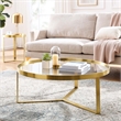 Modway Relay Modern Style Glass and Stainless Steel Coffee Table in Gold