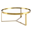 Modway Relay Modern Style Glass and Stainless Steel Coffee Table in Gold
