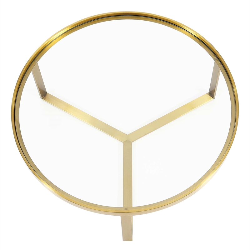 Modway Relay Modern Style Glass and Stainless Steel Coffee Table in Gold