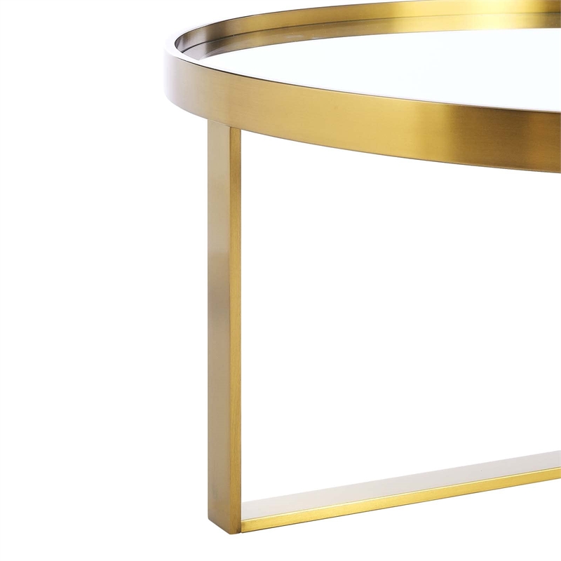 Modway Relay Modern Style Glass and Stainless Steel Coffee Table in Gold