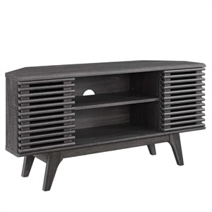 Modway Render 46&quot Laminate and Particleboard Corner TV Stand in Charcoal