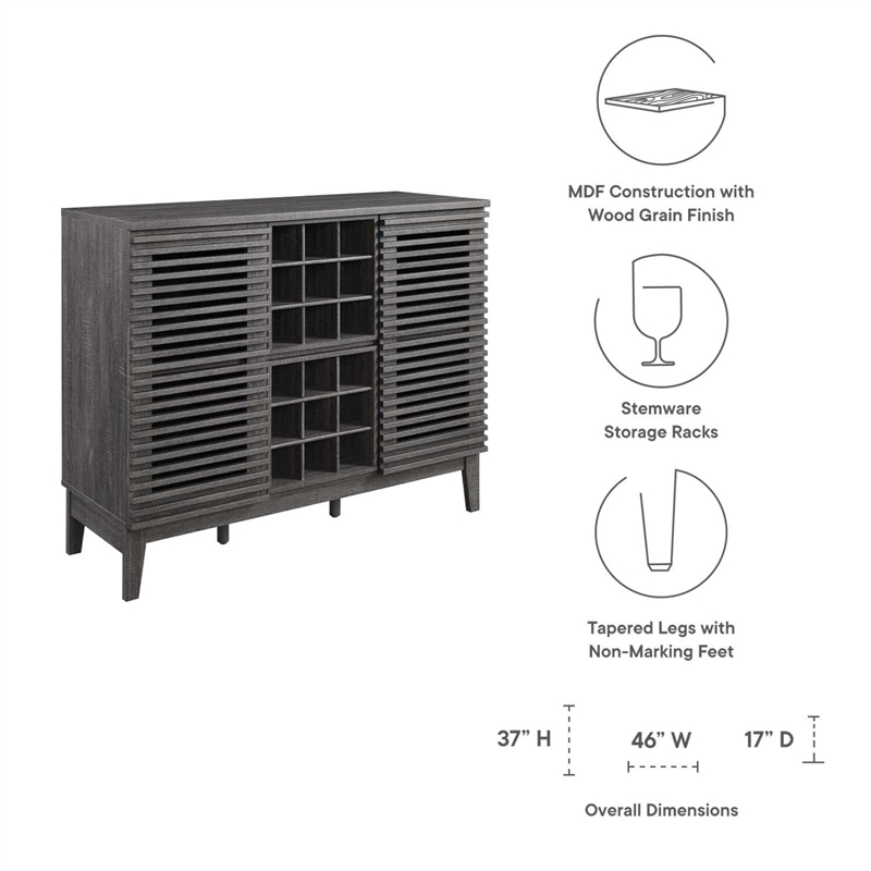 Modway Render Particleboard and Laminate Bar Cabinet in Charcoal