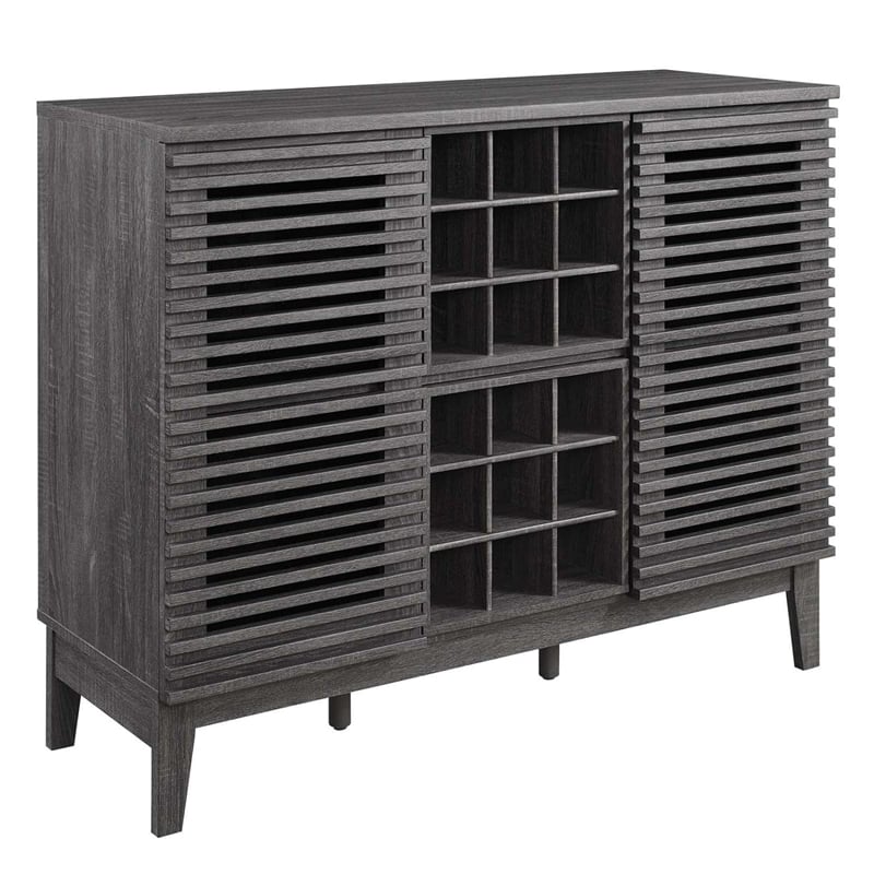 Modway Render Particleboard and Laminate Bar Cabinet in Charcoal