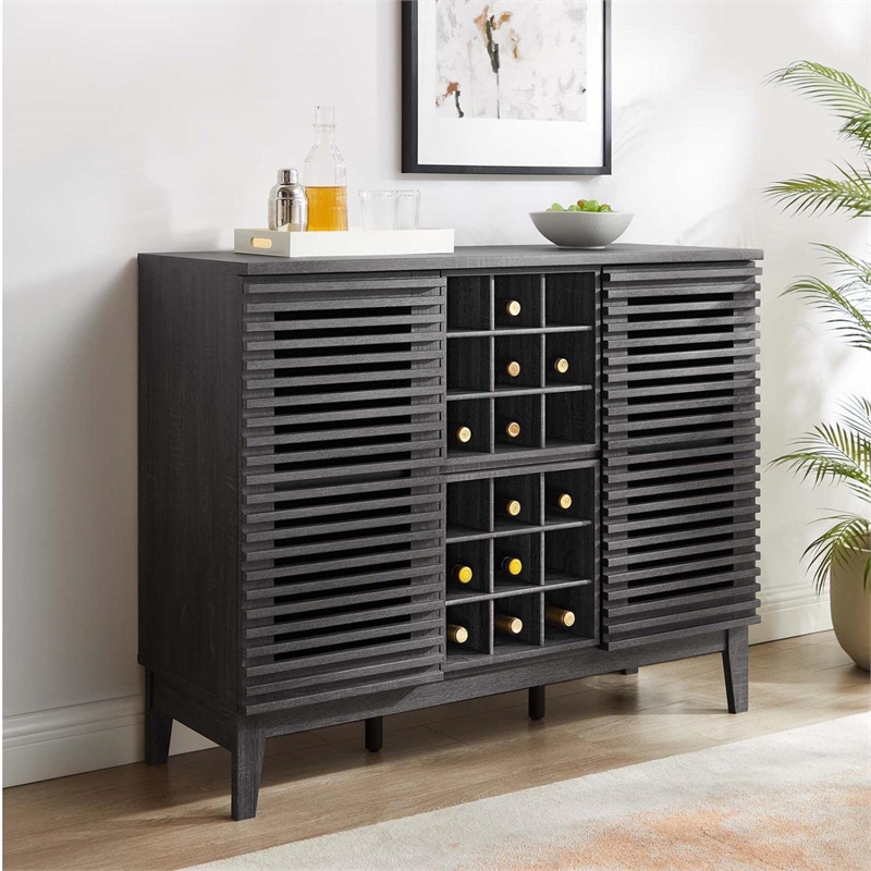 Modway Render Particleboard and Laminate Bar Cabinet in Charcoal