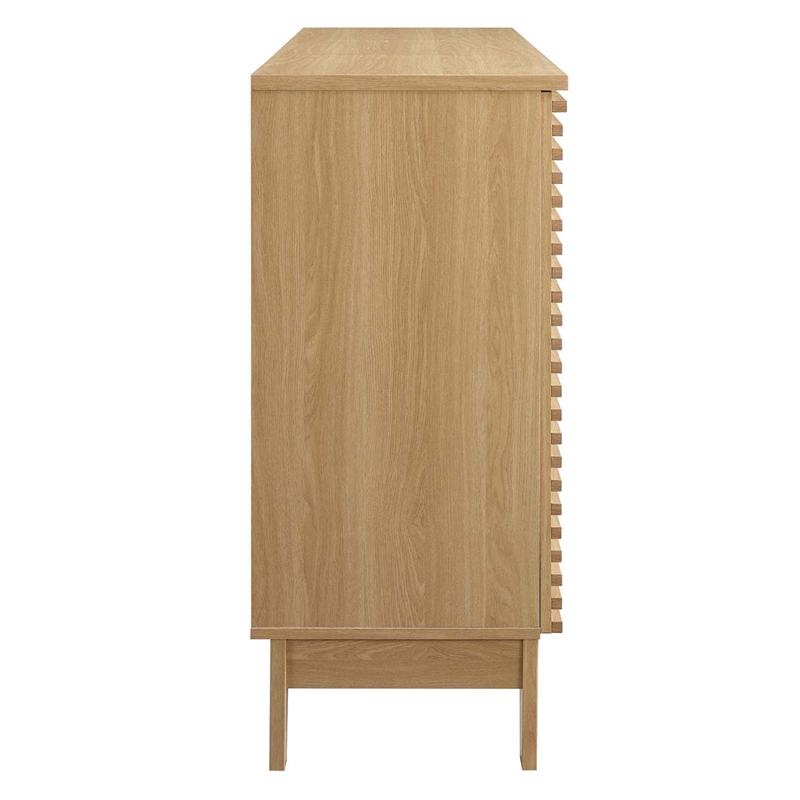 Modway Render Modern Style Particleboard and Laminate Bar Cabinet in Oak