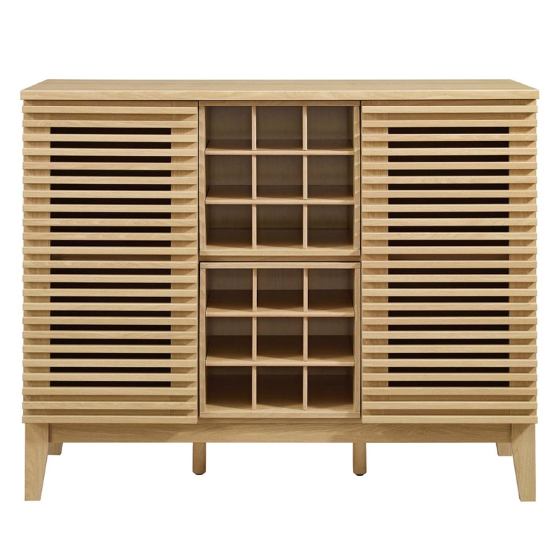 Modway Render Modern Style Particleboard and Laminate Bar Cabinet in Oak