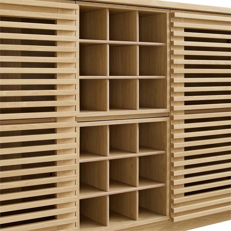 Modway Render Modern Style Particleboard and Laminate Bar Cabinet in Oak