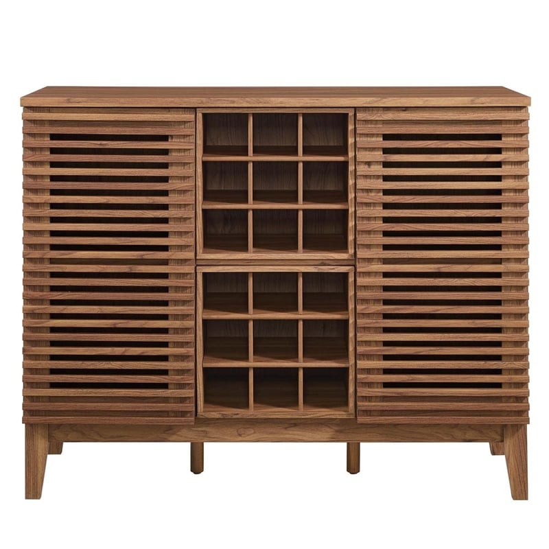 Modway Render Particleboard and Laminate Bar Cabinet in Walnut