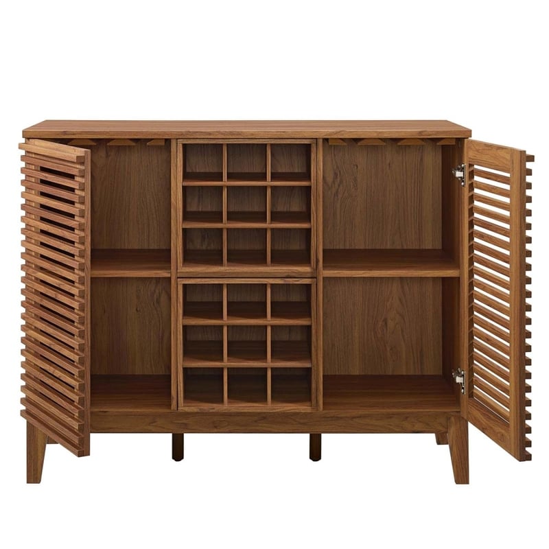 Modway Render Particleboard and Laminate Bar Cabinet in Walnut