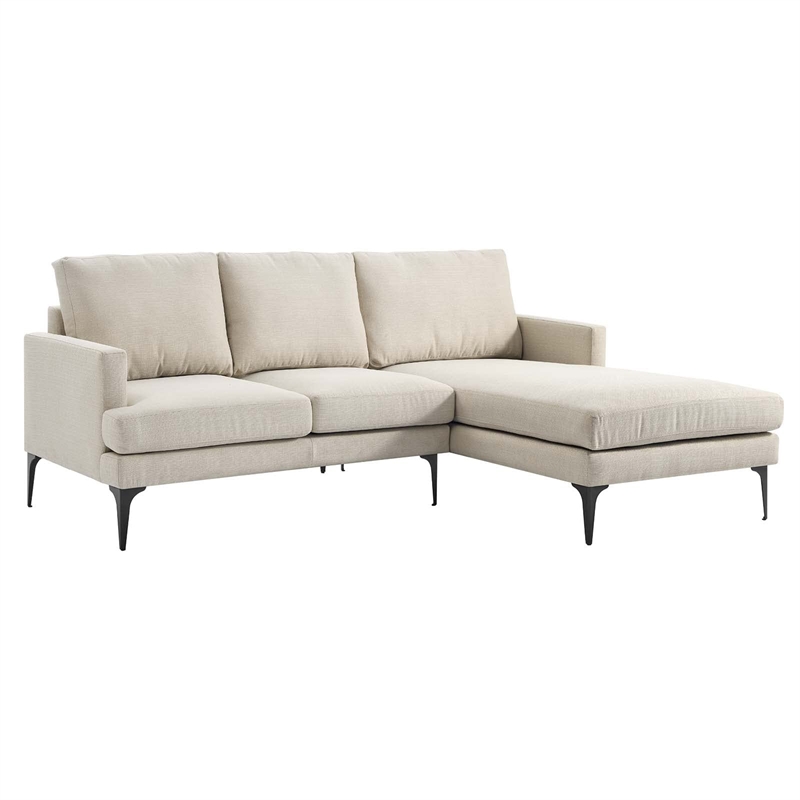 Modway Evermore Right-Facing Metal and Upholstered Fabric Sectional Sofa - Beige