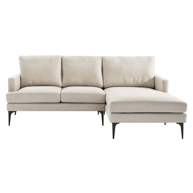 Modway Evermore Right-Facing Metal and Upholstered Fabric Sectional Sofa - Beige