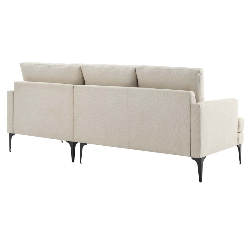 Modway Evermore Right-Facing Metal and Upholstered Fabric Sectional Sofa - Beige