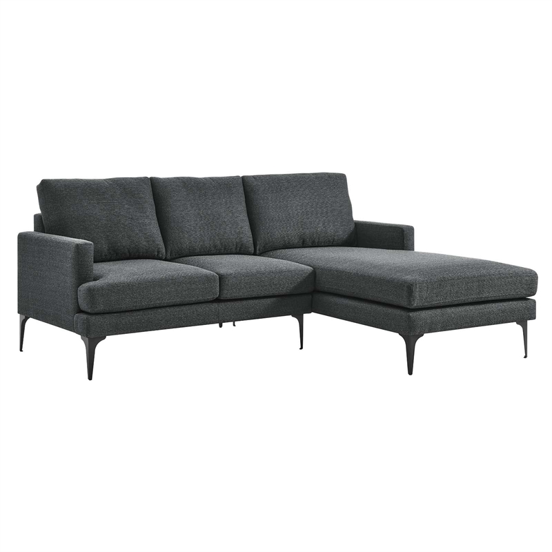 Modway Evermore Right-Facing Metal and Upholstered Fabric Sectional Sofa - Gray