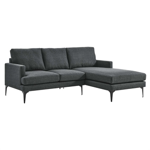 Modway Evermore Right-Facing Metal and Upholstered Fabric Sectional Sofa - Gray