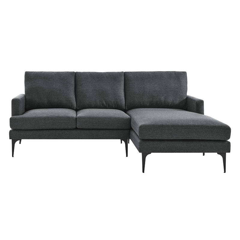 Modway Evermore Right-Facing Metal and Upholstered Fabric Sectional Sofa - Gray
