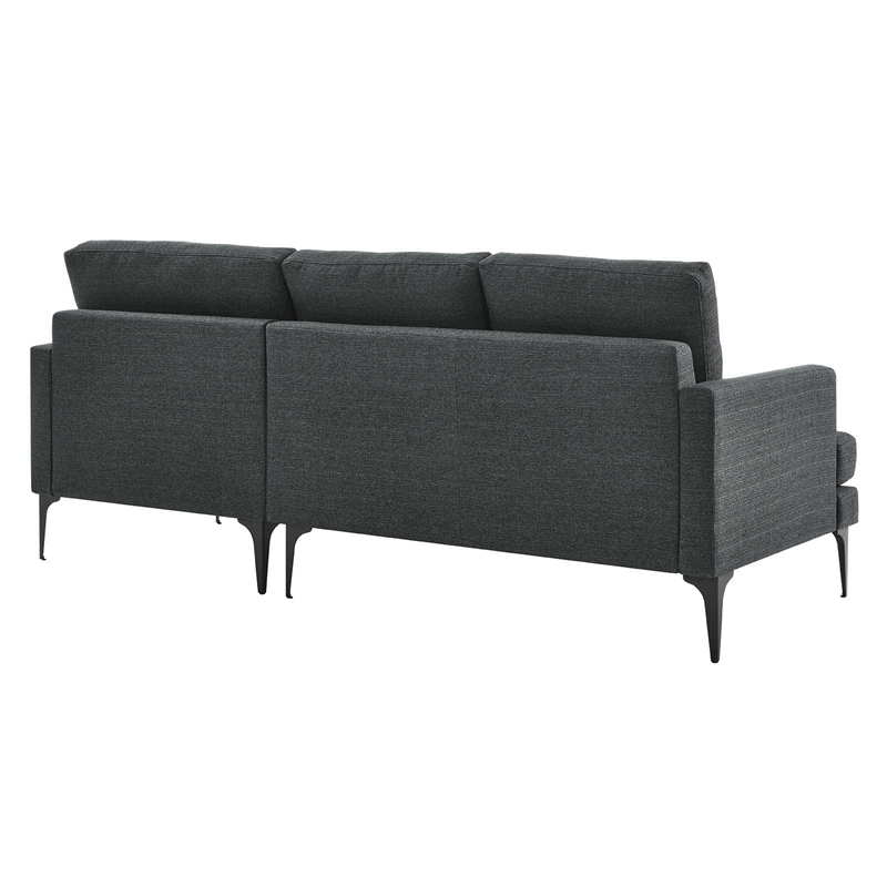 Modway Evermore Right-Facing Metal and Upholstered Fabric Sectional Sofa - Gray