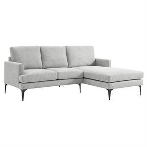 Modway Evermore Right-Facing Metal and Upholstered Fabric Sectional Sofa in Gray