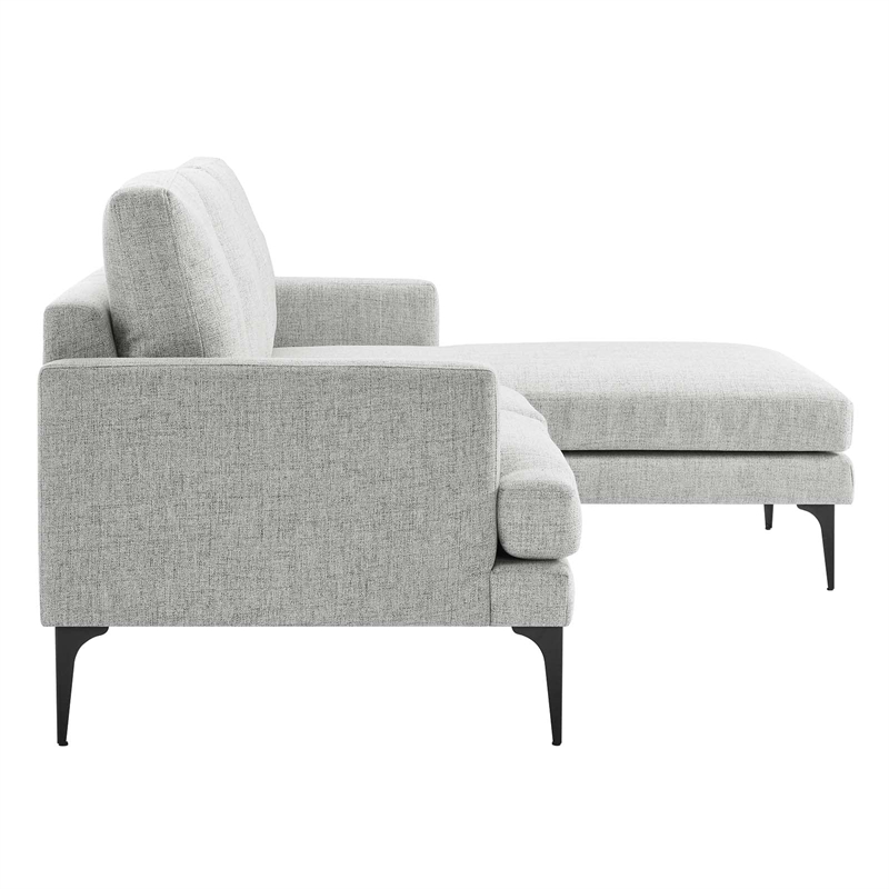 Modway Evermore Right-Facing Metal and Upholstered Fabric Sectional Sofa in Gray