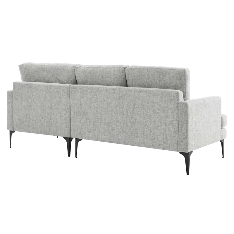 Modway Evermore Right-Facing Metal and Upholstered Fabric Sectional Sofa in Gray