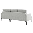 Modway Evermore Right-Facing Metal and Upholstered Fabric Sectional Sofa in Gray