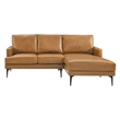 Modway Evermore Right-Facing Vegan Leather and Metal Sectional Sofa in Tan