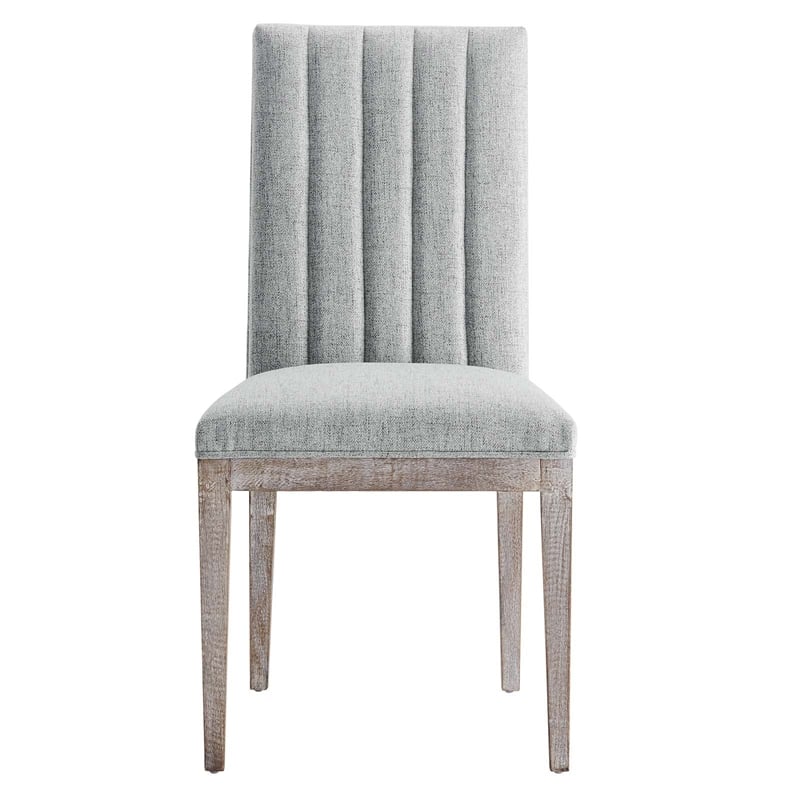 Modway Maisonette Solid Wood and Tufted Fabric Dining Side Chair in Light Gray