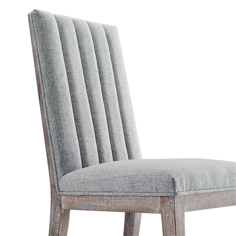 Modway Maisonette Solid Wood and Tufted Fabric Dining Side Chair in Light Gray