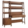 Modway Bixby 2-Piece Wood Office Desk and Bookshelf - Walnut