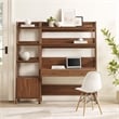 Modway Bixby 2-Piece Wood Office Desk and Bookshelf - Walnut