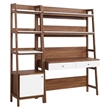 Modway Bixby 2-Piece Wood Office Desk and Bookshelf - Walnut/White