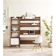 Modway Bixby 2-Piece Wood Office Desk and Bookshelf - Walnut/White