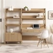 Modway Bixby 2-Piece Modern Style Wood Office Desk and Bookshelf in Oak