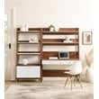 Modway Bixby 2-Piece Wood Office Desk and Bookshelf in Walnut/White