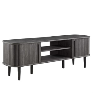 Modway Contour Rubberwood and MDF Wood TV Stand for TVs up to 60&quot in Charcoal